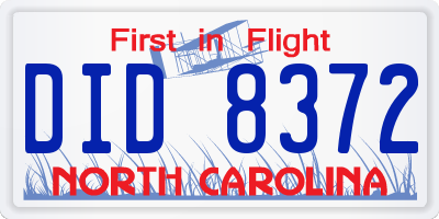 NC license plate DID8372