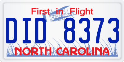 NC license plate DID8373