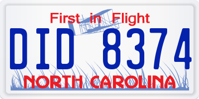 NC license plate DID8374