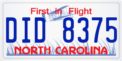 NC license plate DID8375