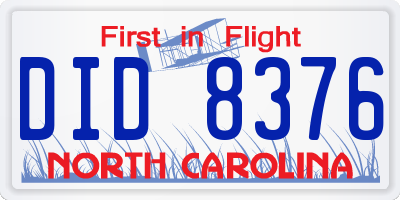 NC license plate DID8376