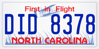 NC license plate DID8378