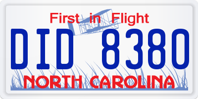 NC license plate DID8380