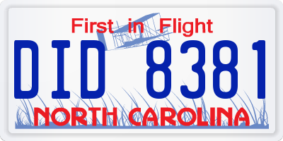 NC license plate DID8381