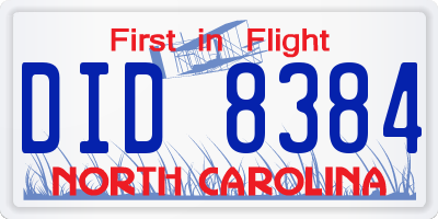 NC license plate DID8384