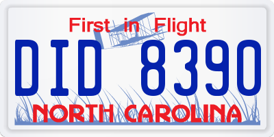 NC license plate DID8390