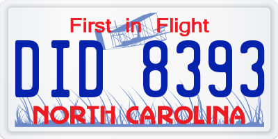 NC license plate DID8393