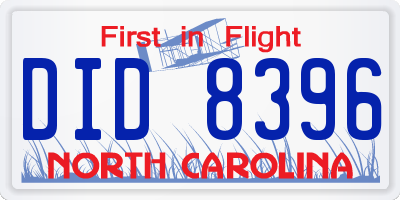 NC license plate DID8396