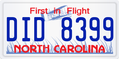 NC license plate DID8399