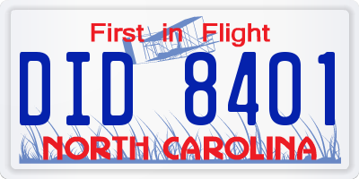 NC license plate DID8401