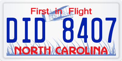 NC license plate DID8407