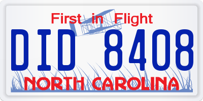 NC license plate DID8408