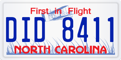 NC license plate DID8411