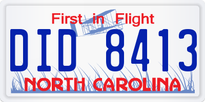 NC license plate DID8413