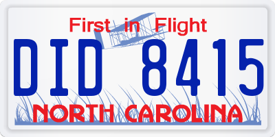 NC license plate DID8415