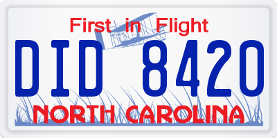 NC license plate DID8420