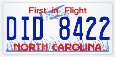 NC license plate DID8422