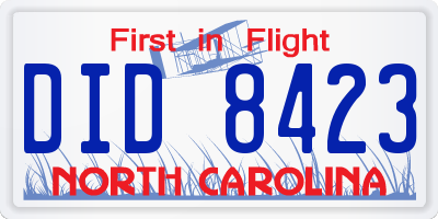 NC license plate DID8423