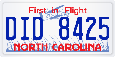 NC license plate DID8425