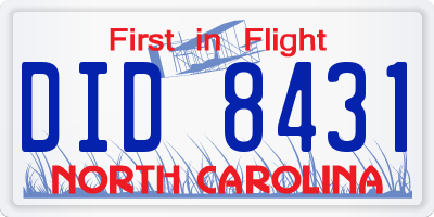 NC license plate DID8431