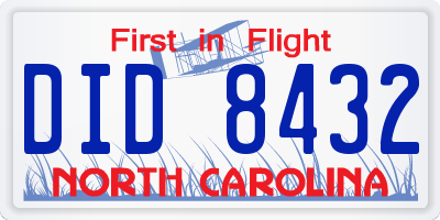 NC license plate DID8432