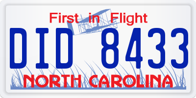 NC license plate DID8433