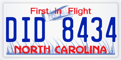 NC license plate DID8434
