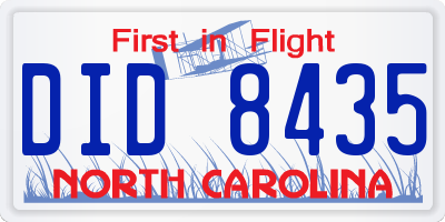 NC license plate DID8435