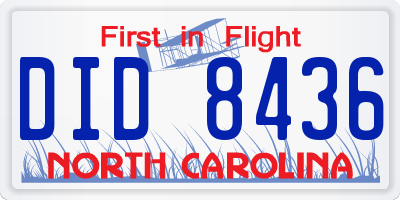 NC license plate DID8436