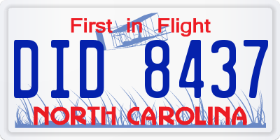 NC license plate DID8437