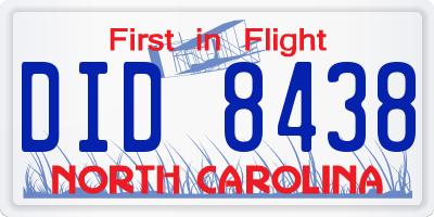 NC license plate DID8438