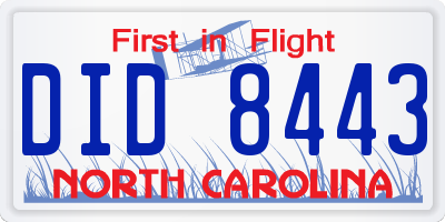 NC license plate DID8443