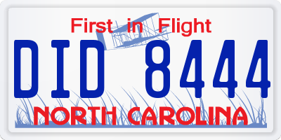 NC license plate DID8444