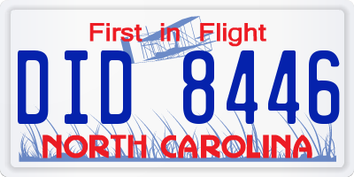 NC license plate DID8446