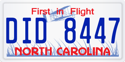NC license plate DID8447