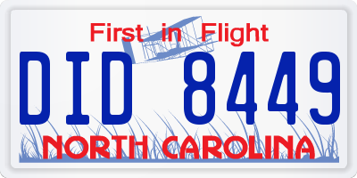 NC license plate DID8449