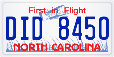 NC license plate DID8450