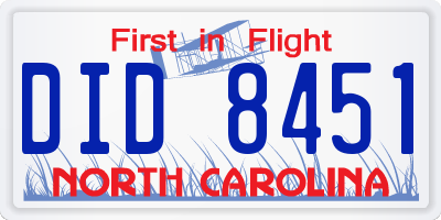 NC license plate DID8451