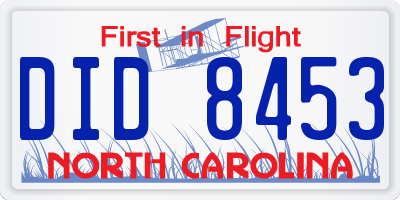 NC license plate DID8453