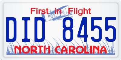 NC license plate DID8455