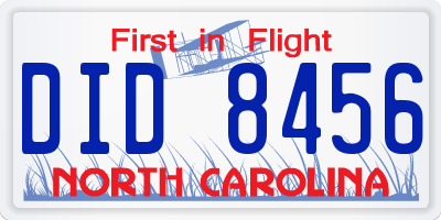 NC license plate DID8456