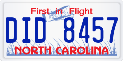 NC license plate DID8457