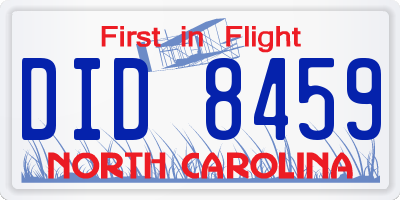 NC license plate DID8459