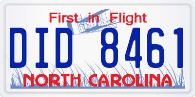 NC license plate DID8461
