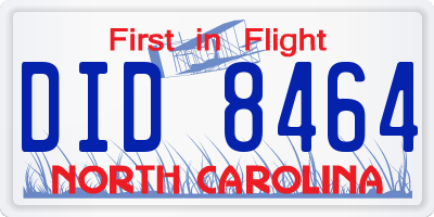 NC license plate DID8464