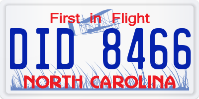 NC license plate DID8466