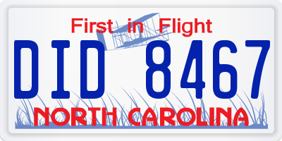 NC license plate DID8467