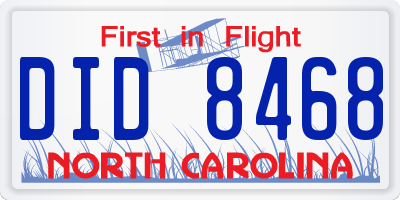 NC license plate DID8468