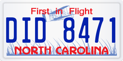 NC license plate DID8471