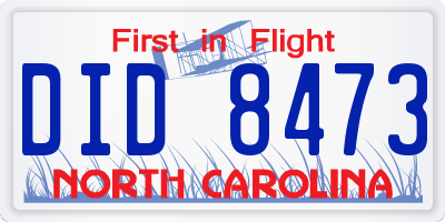 NC license plate DID8473